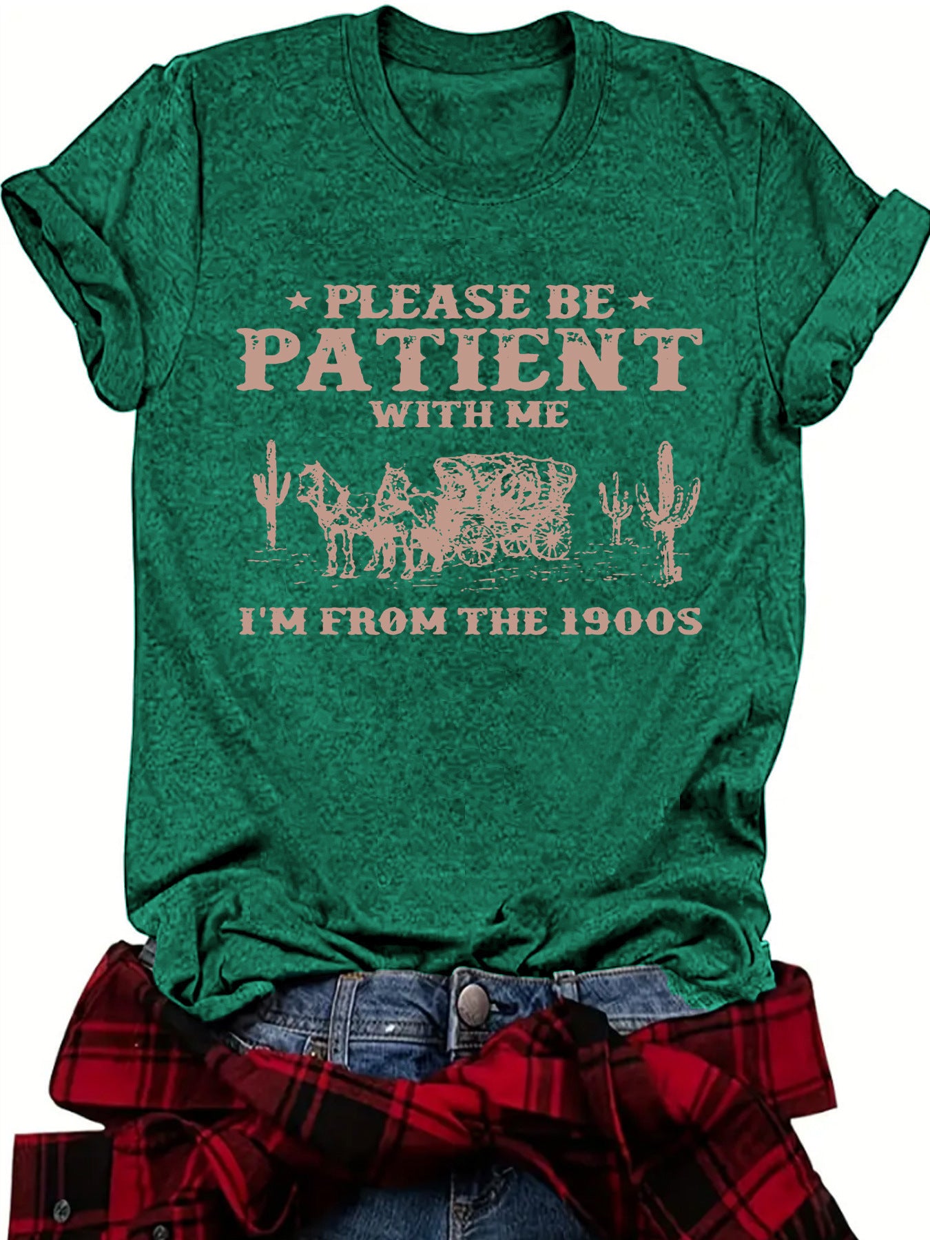 Women's Summer Pattern Round Neck Sleeve Casual Women's T-shirt