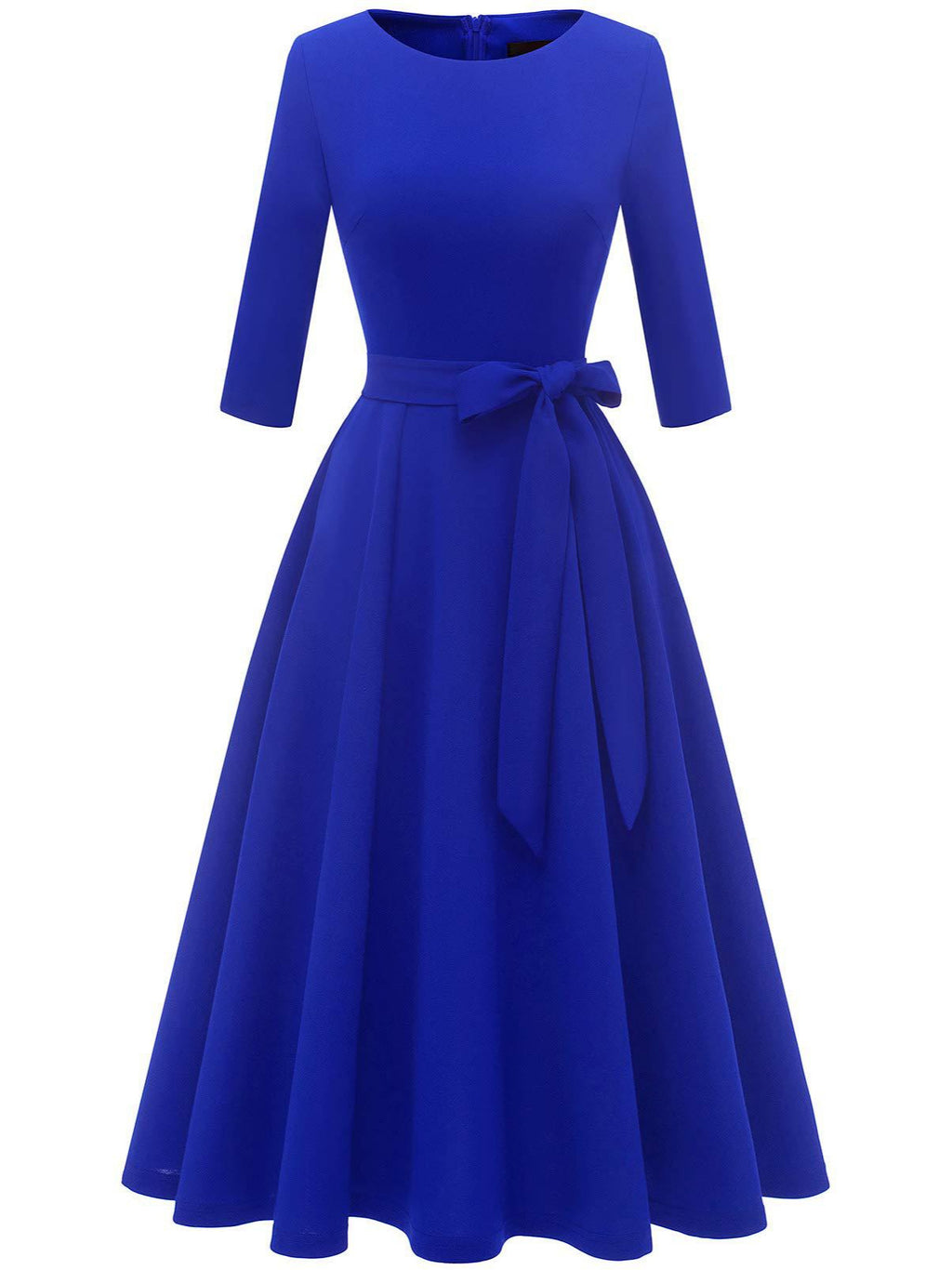 Women's Collar Three-quarter Sleeve Solid Color Temperament Leisure Large Swing Super Skirts