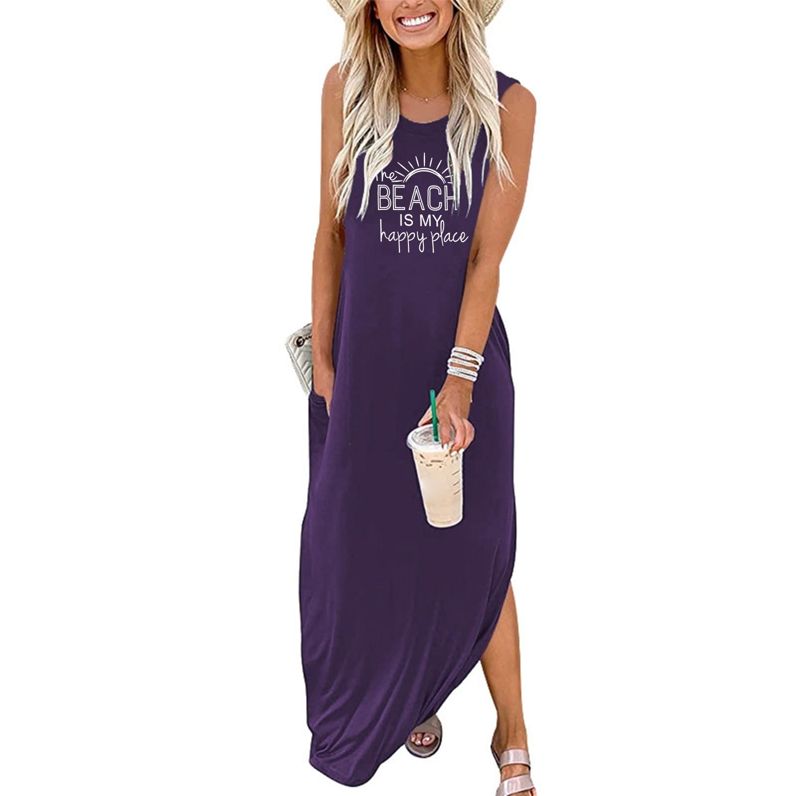 Women's Letter Vintage Print Round Neck Vests