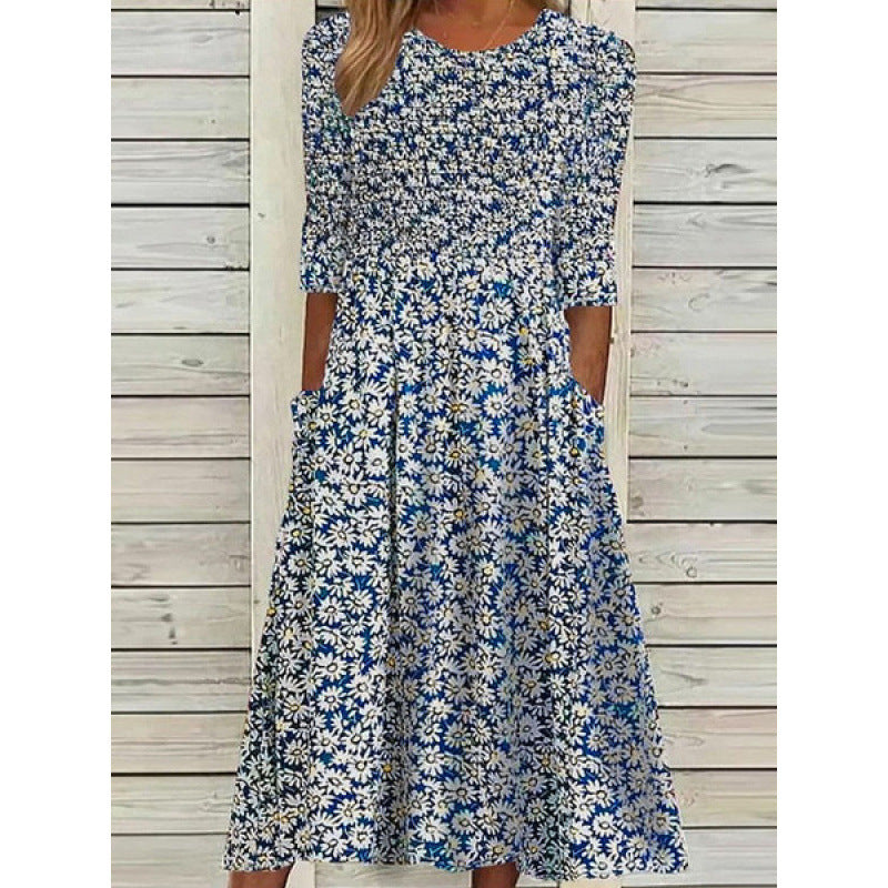 Women's Summer Casual Comfortable Round Neck Printed Dress