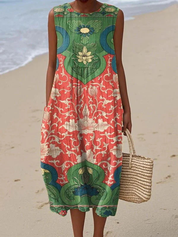 Sleeveless Pleated Large Version Loose-fitting Casual Dress