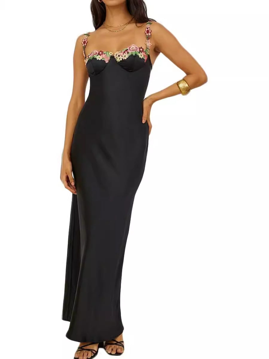 Strap Lace Satin French Minority Pure Hot Dress