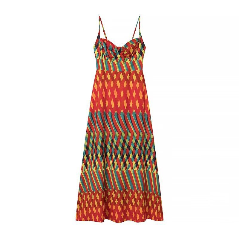 Women's Summer Strap Fashion Temperament Printed Dress