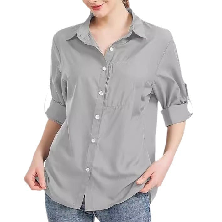 Comfortable Versatile Women's Zipper Pocket Autumn Blouse