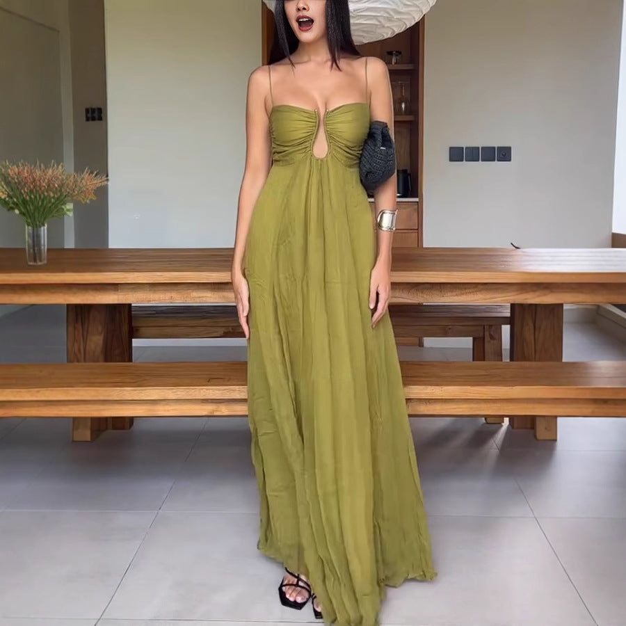 Summer Sexy Sling U-shaped Design Holiday Swing Dress