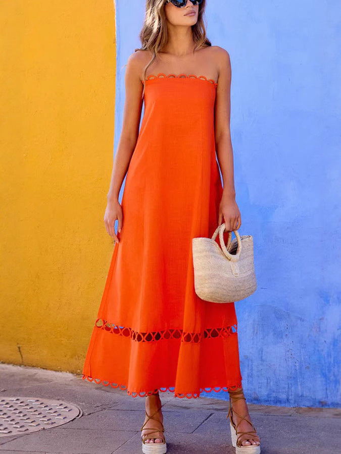 Women's Solid Color Sleeveless Fashion Long Skirts