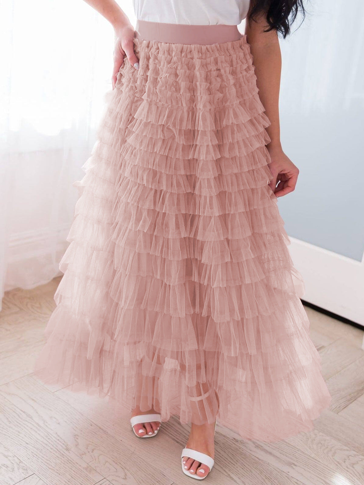 Glamorous Women's Summer Fashion Mesh Tiered Skirt