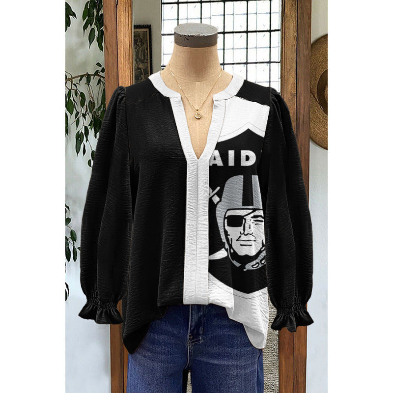 Women's Loose Flared Sleeves Long-sleeved Digital Printing Women's T-shirt
