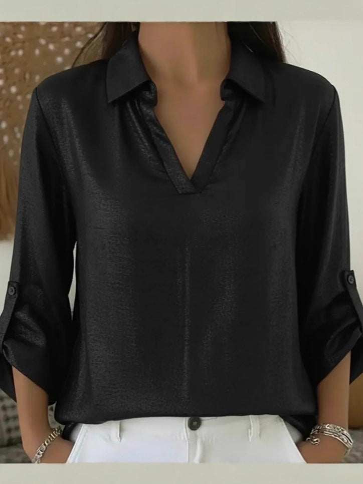 Women's Casual Loose Wear Bronzing Pocket T-shirt Tops