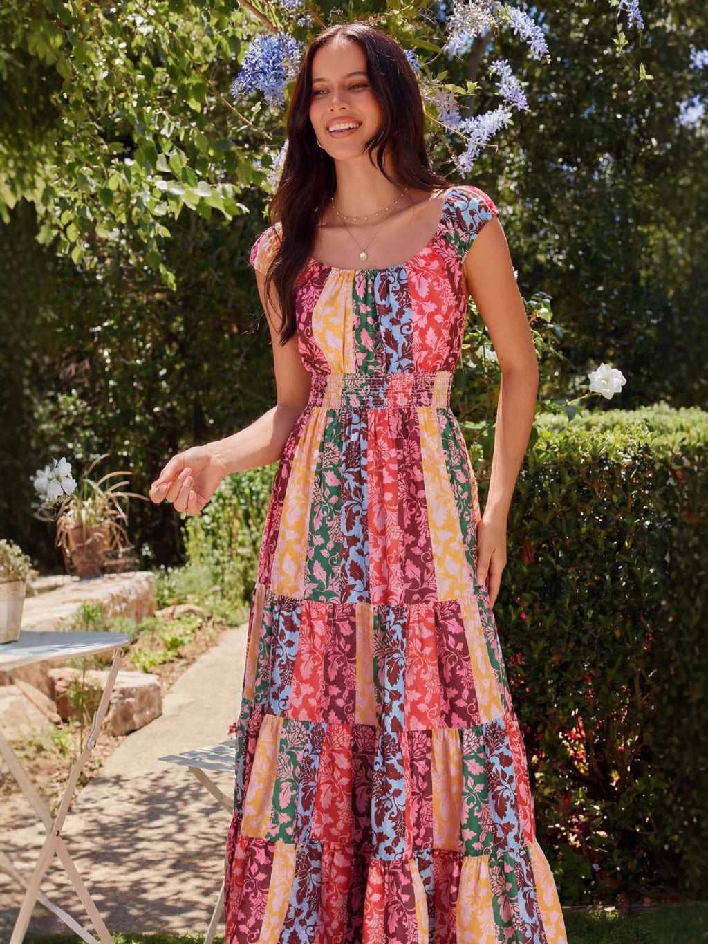 Durable Attractive Bohemian Style Printed Smocking Jumpsuits