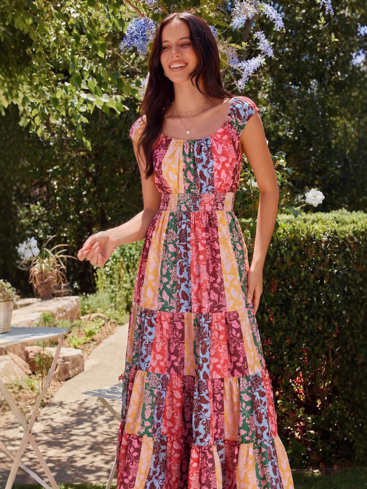 Durable Attractive Bohemian Style Printed Smocking Jumpsuits