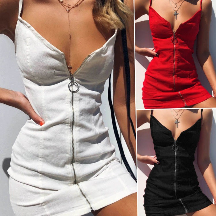 Women's Zipper Sheath Sexy Slip Summer Sleeve Shorts