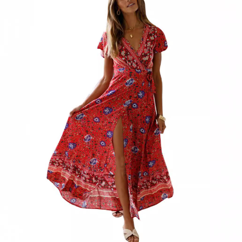 Comfortable Cool Split Bohemian Sexy Print Dress