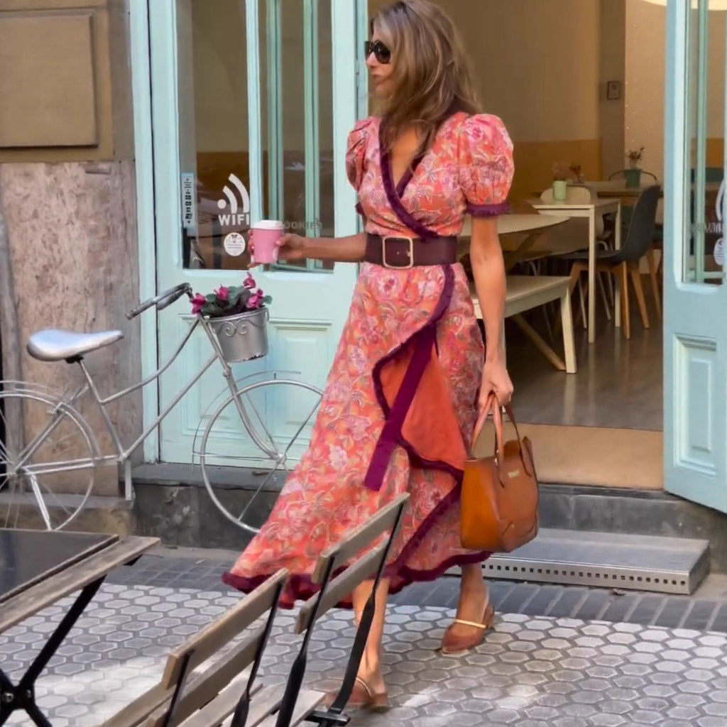 Bohemian Elegant Holiday Floral Print Long Dress