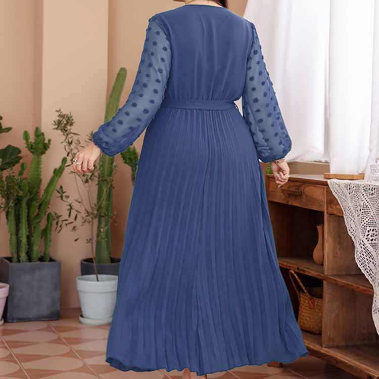 Women's Pure Color Elastic Waist Stitching Dress