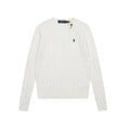Women's Sleeve Horse Logo Embroidered Twist Long Solid Color Sweaters