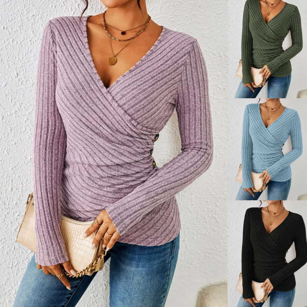 Glamorous Women's Solid Color Casual Long-sleeved Tops