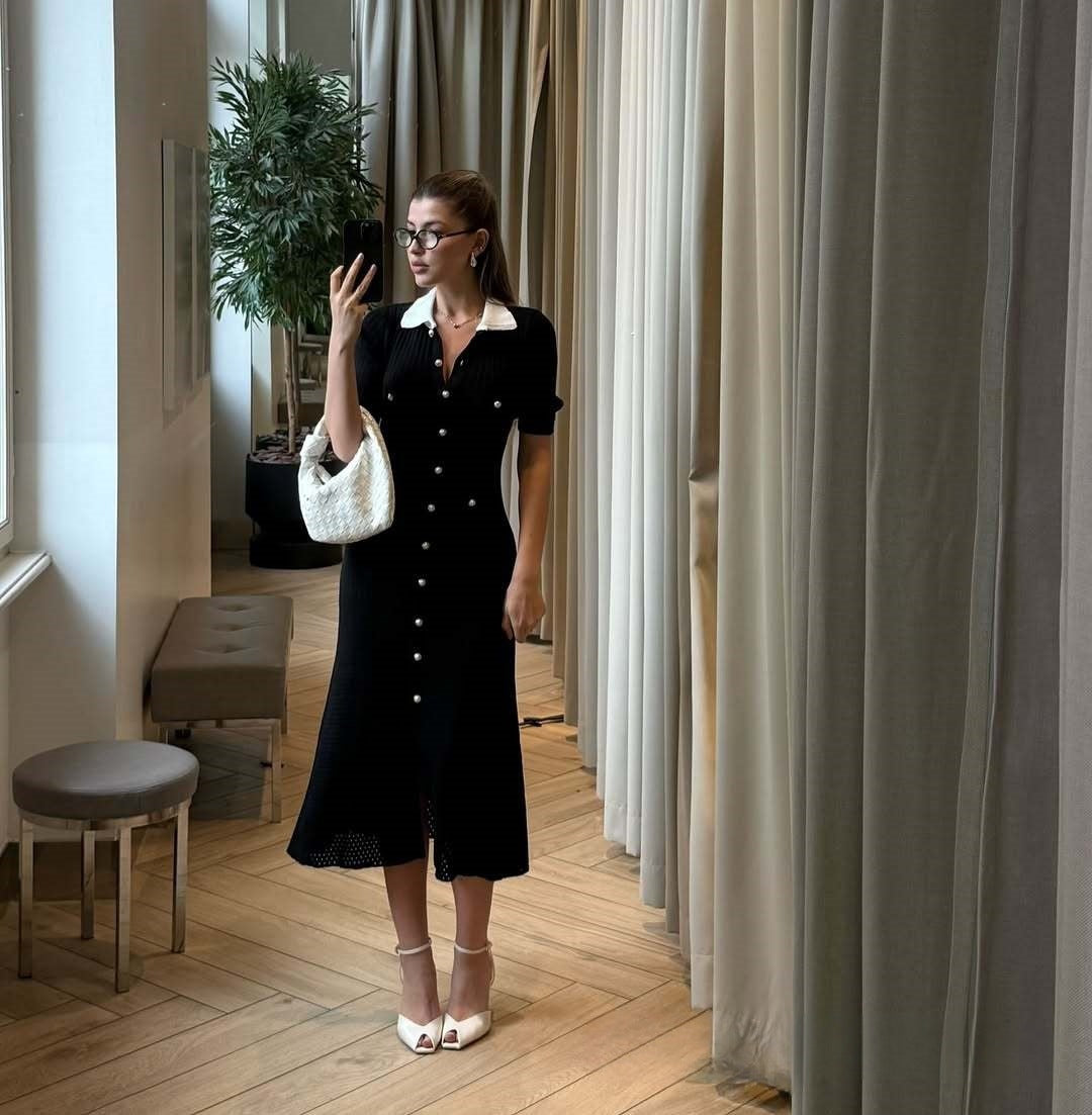 French Style Design Temperament Single Breasted Dress