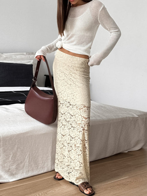 Apricot Jacquard Sexy Cotton Lace Fashion Skirts