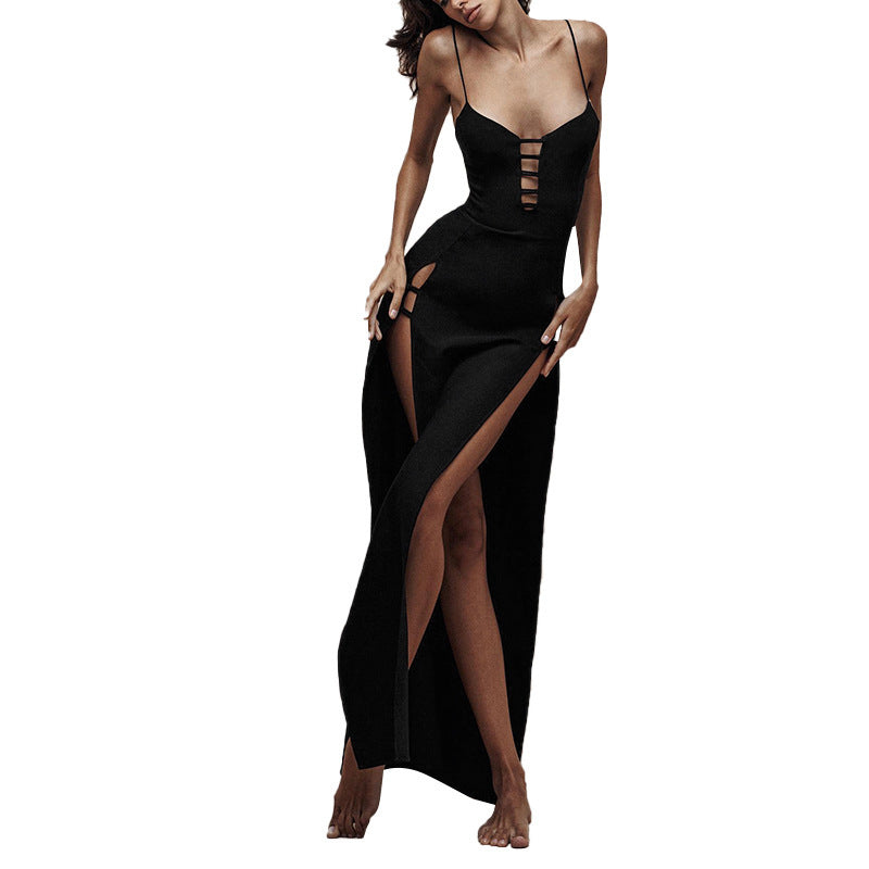 Women's Summer Sexy Camisole Slim High Waist Slit Dress