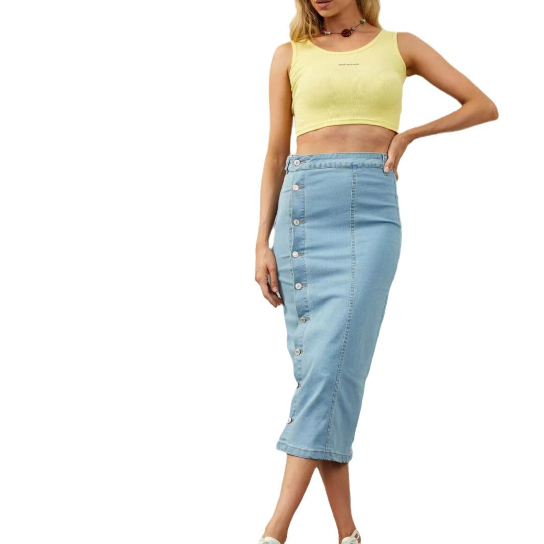 Classic Trendy Women's Stretch Denim Long Skirts