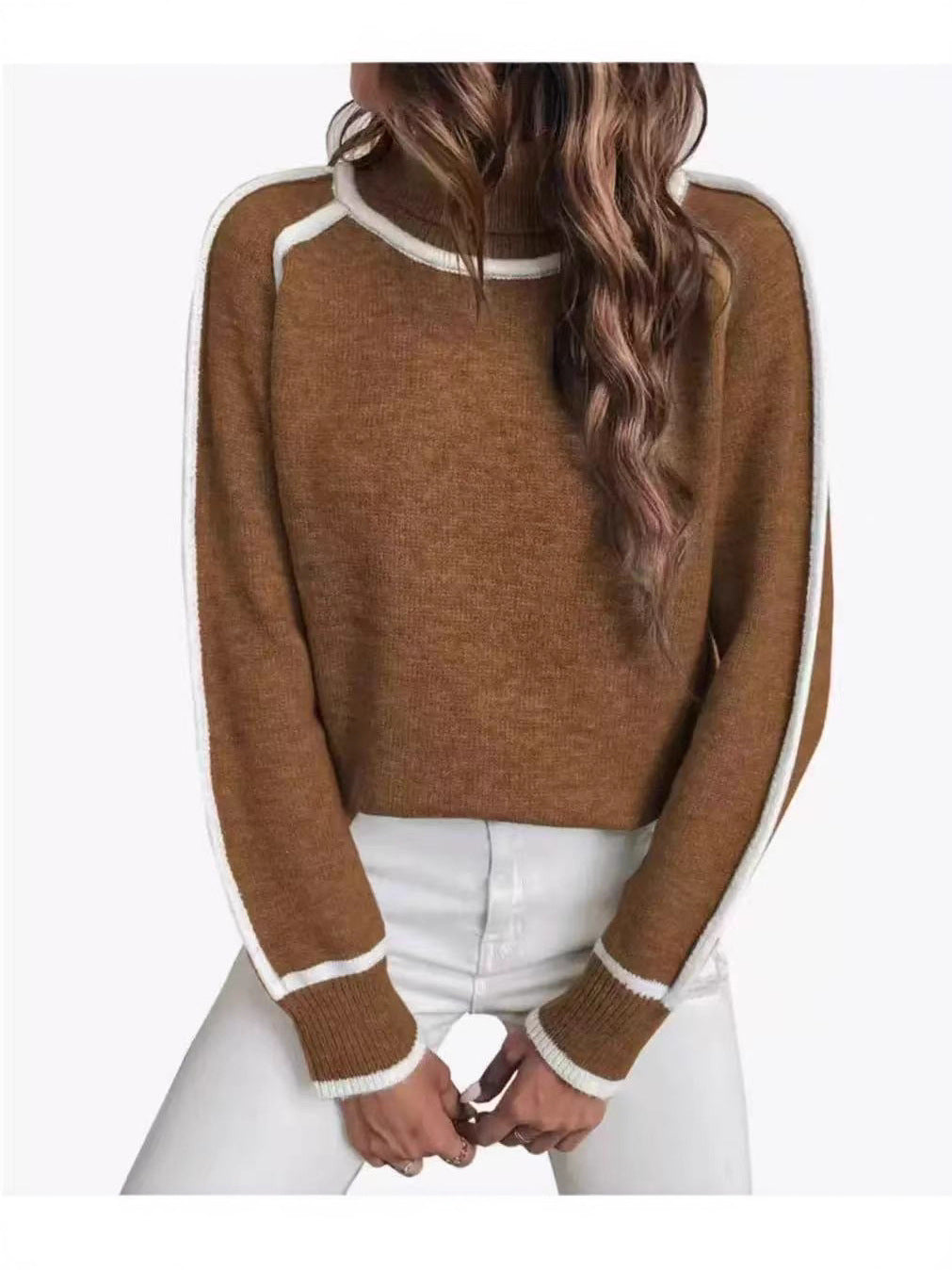 Women's Long-sleeved Pullover Turtleneck Solid Color Loose Women's Sweater