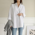 Solid Color Long Sleeve Lapel Irregular Plus Size