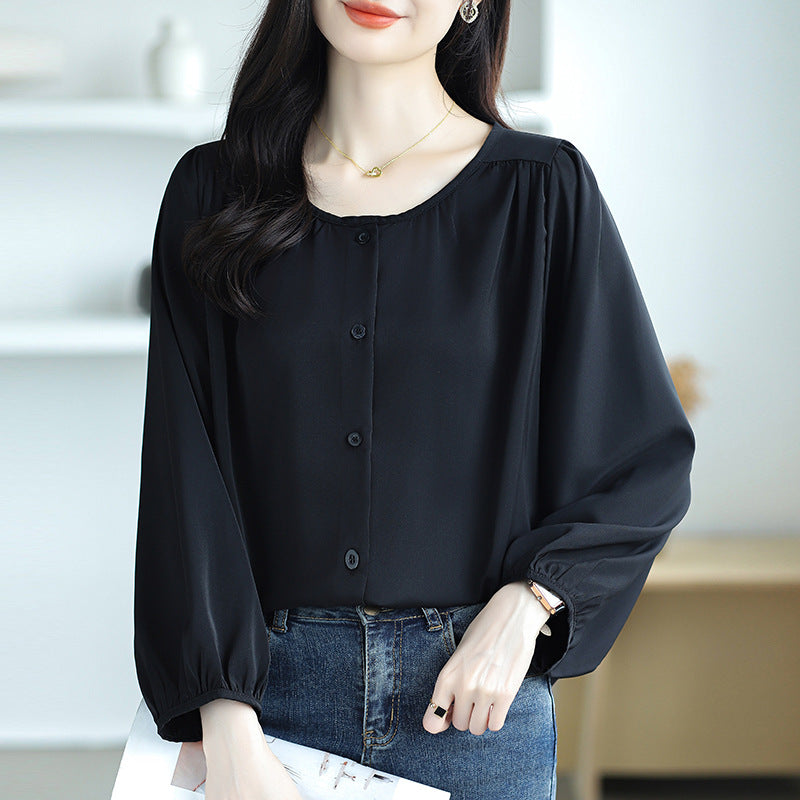 Women's Shirt Large Loose Leisure Slimming Belly Covering Elegant Blouse