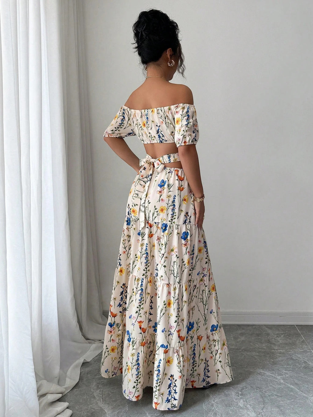 Female Lady Backless Shoulder Strap Elegant Dress