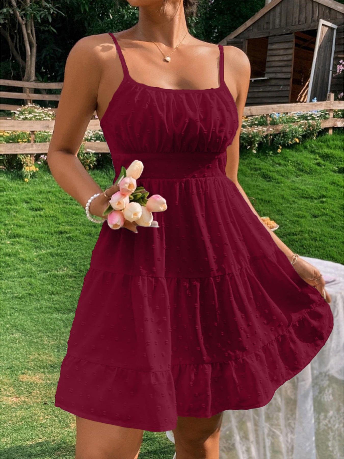Pretty Charry Round Dot Polka Brace Dress