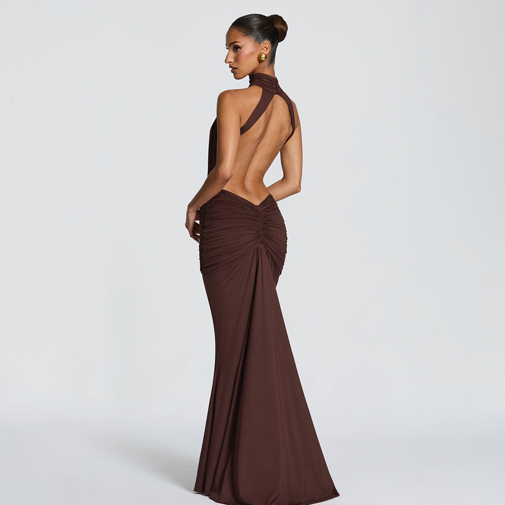 Women's Solid Color Elegant Sexy Slim Fit Backless Dress