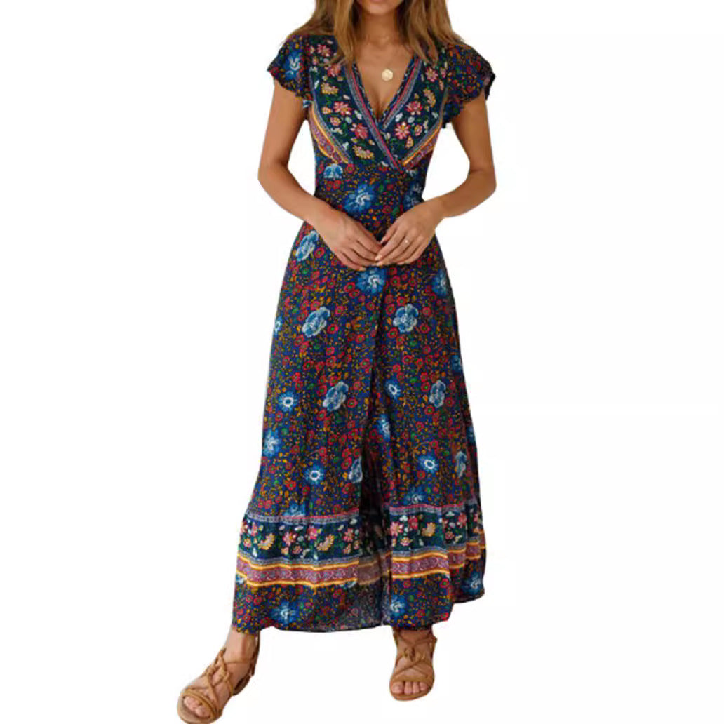 Comfortable Cool Split Bohemian Sexy Print Dress