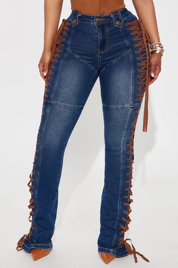 Women's Fashion Wear Trendy Drawstring Hot Trousers Women's Jeans