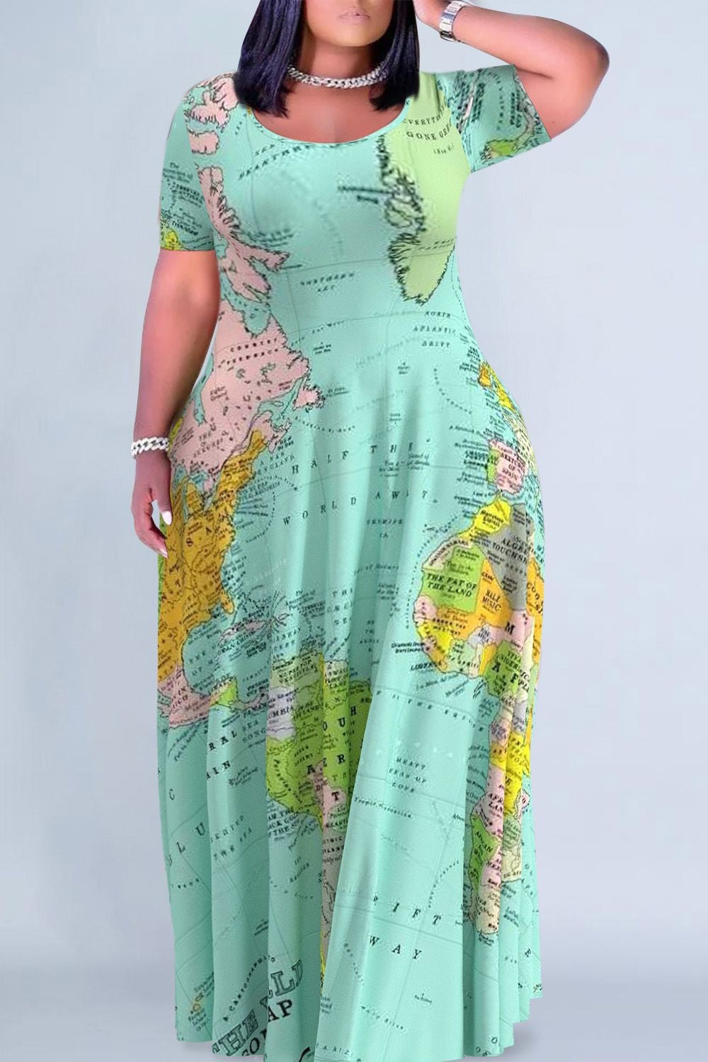 Women's Floral Print Round Neck Exotic Vacation Style Dress