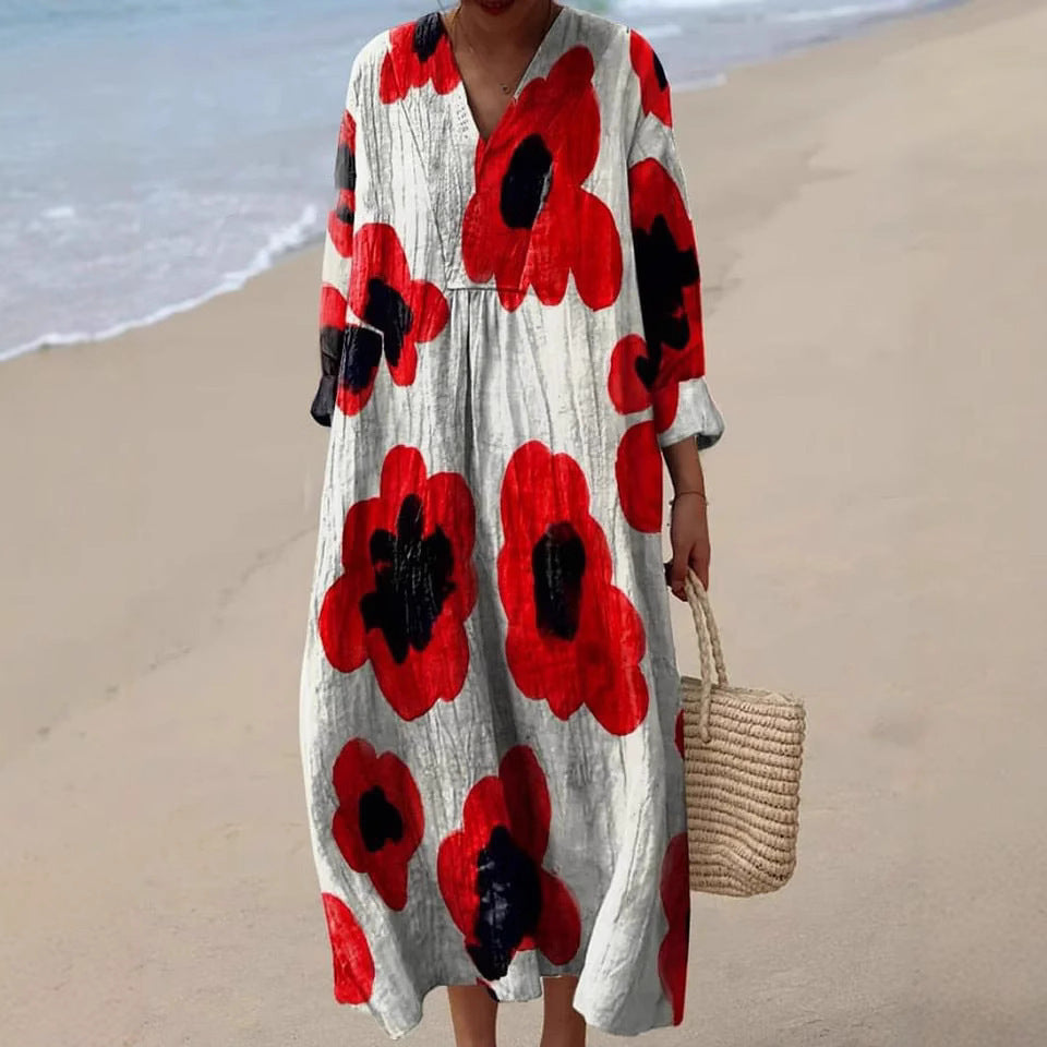 Women's Long Sleeve Shirt Casual Floral Print Dress