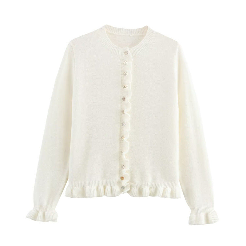Autumn Temperament Crew Neck Simple Laminated Decoration Coats