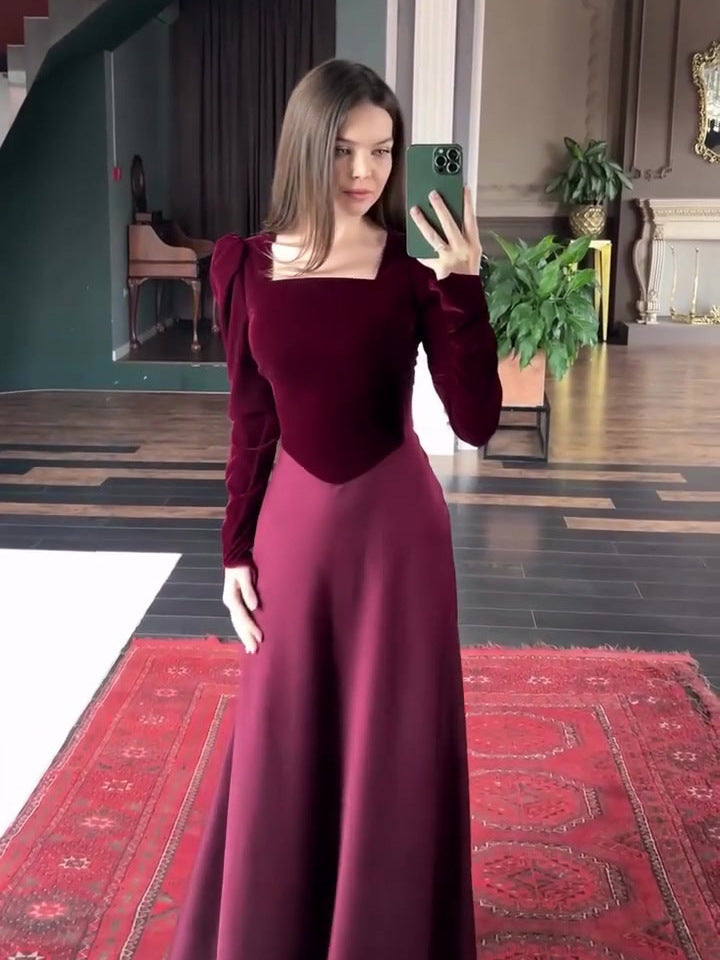 Autumn Vintage Court Style Long Sleeve Dress