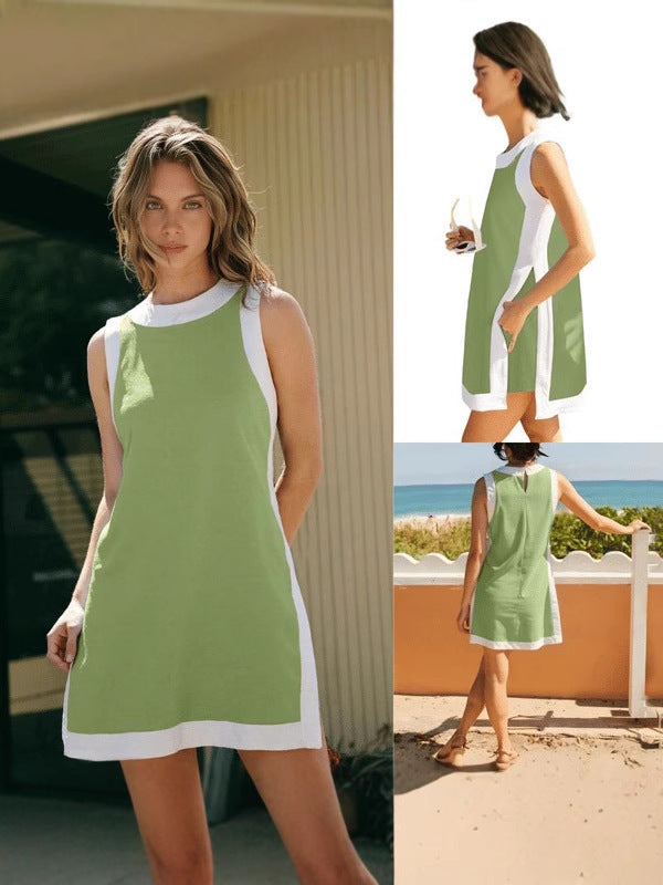 Women's Summer Casual Multicolor Round Neck Sleeveless Suits