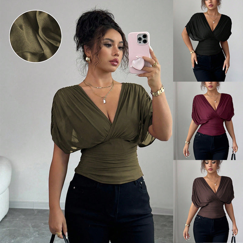 Women's Elegant Hot Solid Color Deep Flying Women's T-shirt
