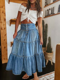 Graceful Comfortable Bohemian Layered Cake Denim Skirt