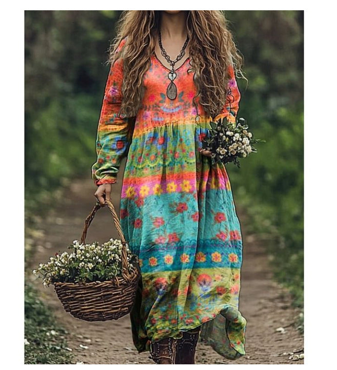 Women's Spring Printed Long-sleeved Other Elegant Dress