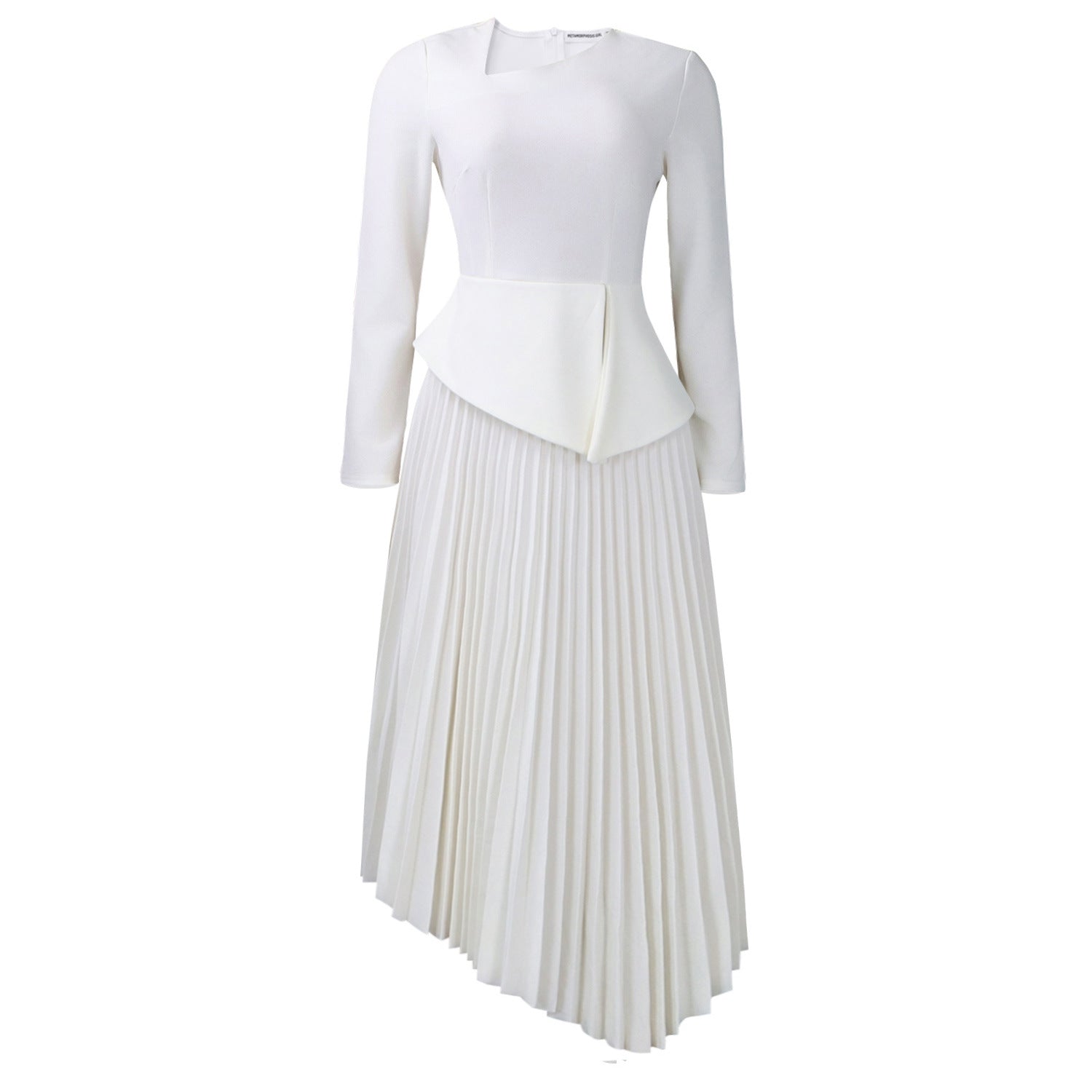Women's Spring Elegant Diagonal Collar High Waist Dress