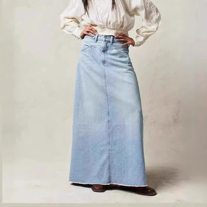 Women's Summer Loose Straight Casual Denim Skirt