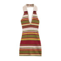 Fashion Women's Striped Print Sleeveless Backless Dress