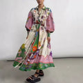 Women's Casual Cool Printed Long Sleeves Large Dress