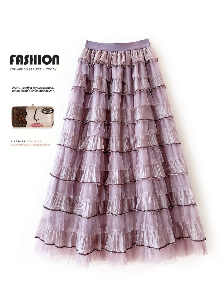 Organza Layers Long Patchwork Cake Dress Skirts