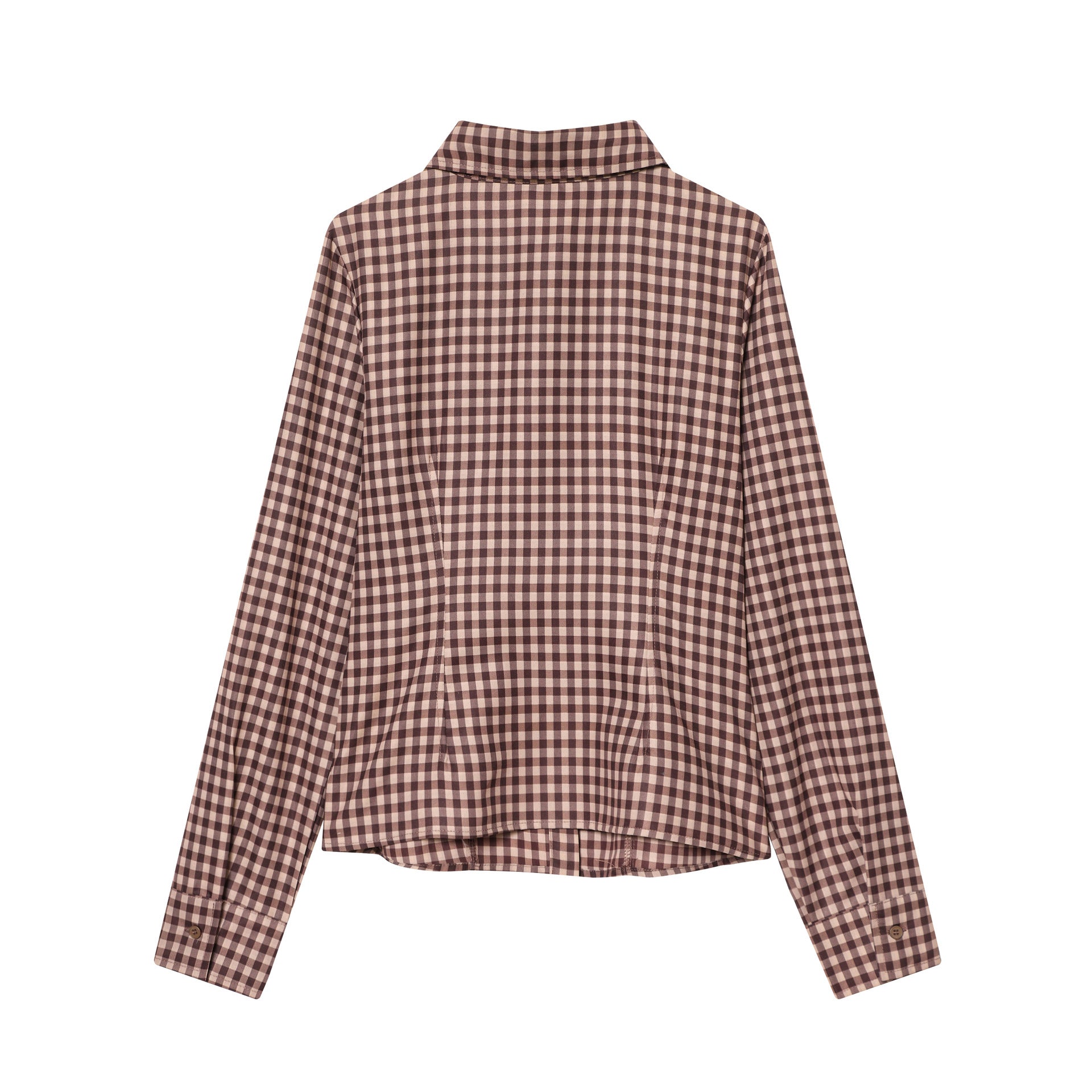 Women's Versatile Plaid Lapel Single Breasted Long Sleeve Slim Blouse