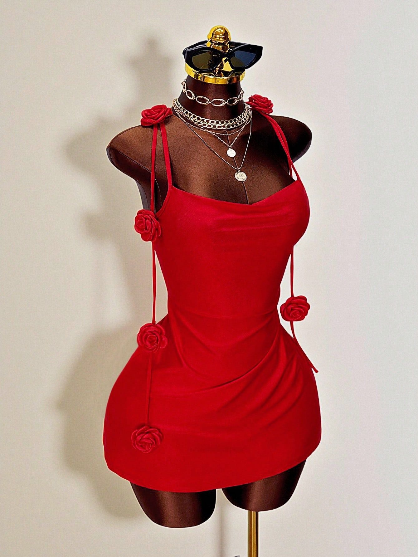 Women's Knitted Backless Three-dimensional Flower Suspender Dress