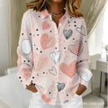 Women's Cupid Love Bow Digital Printed Long-sleeved Blouse
