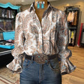 Women's Digital Printing Bohemian Trendy Bell Sleeve Blouse